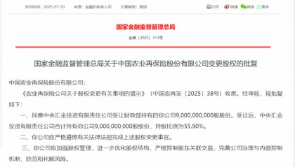 获批！这家金融机构实控人，变为中央汇金