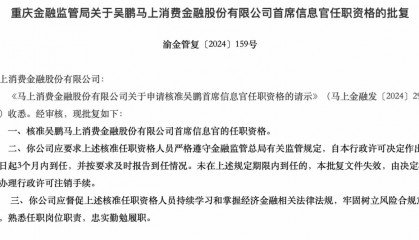 马上消费金融首席信息官吴鹏任职资格获批